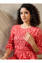 Polka Dot Print Ruched Detail Knee Length Dress - 4