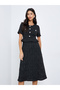 Women Black Tweed Look Midi Dress - 2