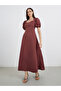 Solid Balloon Sleeve A-Line Maxi Dress - 2