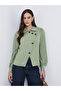 Solid Front Button Balloon Sleeve Blouse