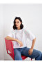 Floral Embroidered Detail Oversized T-Shirt - 5