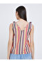 Striped V-Neck Buttoned Strappy Top - 4