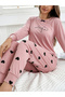 Women Bow Detail Printed T-Shirt and Pyjama Set - 5