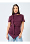 Burgundy Knit Top with Tie Neck Detail - 2