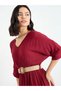 Burgundy Belted Maxi Dress - 4