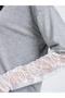 Graphic Print Lace Sleeve Oversized T-Shirt - 5