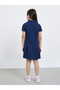 Girls Navy Blue Heart Embroidered Detail Polo Dress - 4