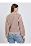 Beige Chunky Knit Sweater with Stitch Detail - 4