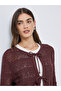 Brown Crochet Knit Tie-Front Top - 3
