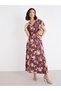 Women Brown Floral Frill Sleeve Maxi Dress