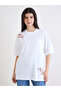 White Embroidered Panel Oversized T-Shirt - 3