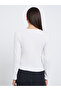 White Solid Half-Placket Waffle Knit Top - 5