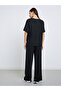 Black Oversized Ribbed T-Shirt and Pants Co-Ords - 4