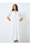 Lace Puff Sleeves Midi Dress with Tie-Up Neck - 3