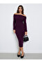 Purple Textured Knit Bodycon Midi Dress - 2