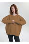 Plus Size Brown Pocket Detail Knit Sweater - 3
