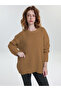 Plus Size Brown Pocket Detail Knit Sweater - 2