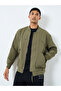 Men Olive Solid Bomber Jacket