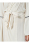 Jacquard Ruffle Sleeve Lettuce Hem Tie Robe - 3