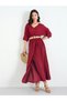Burgundy Belted Maxi Dress - 2