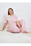 Plus Drop Shoulder Pocket T-Shirt and Floral Stripe Pyjama Set