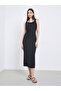 Black Fake Two-Piece Sleeveless Midi Dress - 2