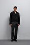 Black Contrast Collar Technical Men's Coat - 3