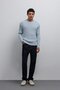 Blue 100% Cotton Ribbed Men's Sweater - 2