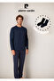 Men's 100% Cotton Long Sleeve Logo Detailed & Licensed Pajama Set (2 Gift Socks) L1.Pc.6099.001