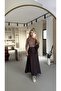 Drawstring Detail Elastic Waist Wrinkle Effect Plum Satin Skirt