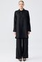 Linen Tunic Pants Lace Trimmed Set Black - 2