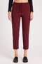 Women's Relax Fit Comfortable Cut High Waist Narrow Leg Elastic Waist Lace-Up Burgundy Trousers