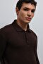 Coffee Button Collar Men's Sweater - 3