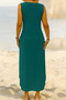 Women's Etegi Oval Slit Zero Sleeve Vikon Midi Length Dress-Green - 7