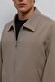 Beige Zippered Seasonal Men's Coat - 5