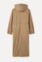 Women's Beige Color Hooded Long Raincoat with Tie Waist - 5