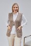 Women's Soft Houndstooth Pattern Thick Winter Special Knitted Pocketed Sweater Mother's Vest