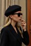 Women's Plush Furry French Painter Beret Black - 3