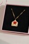 Red Heart Detailed Envelope Steel Necklace - 3