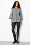 Women's Crocheted Collar and Sleeves Short Wool Coat Smoked - 4