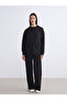Lcw Modest Black Hooded Oversize Women's Zippered Sweatshirt W5K971Z8 - 2