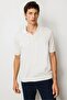 Men's Polo Neck 100% Cotton Short Sleeve Thin Knitwear Cream - 4