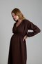 Mes722 Coffee Pregnancy Dress - V-Neck Design, Puffed Waist Detail, Long Sleeve Maternity Dress - 5