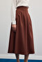 Pleated Midi Skirt - Brown - 6
