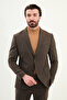 Striped Slim Fit Bag Pocket Wide Lapel Bag Pocket Men's Suit Light Brown - 45407.25K - 4