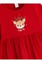 Lcw Kidsred Crew Neck Christmas Themed Girls' Dress - 2