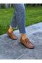 Tan Leather Elastic Zippered Women's Casual Shoes - 2