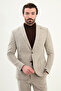 Striped Slim Fit Bag Pocket Wide Collar Bag Pocket Men's Suit Beige - 45407.25K - 4