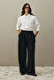 Draped Palazzo Trousers Black - 3