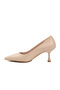 Beige Suede Women's Thin Short Heeled Evening Dress Shoes 695033 Z - 4